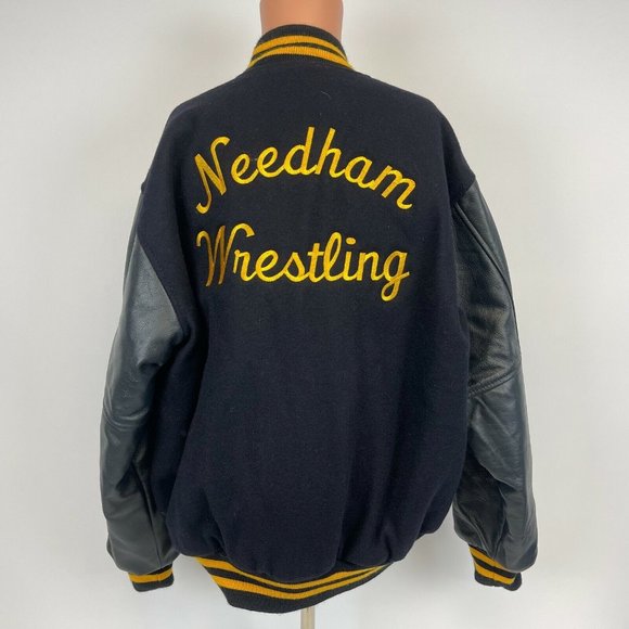 Needham High School Wrestling Wool Blend Varsity Jacket Vtg Massachusetts XL - Picture 3 of 4